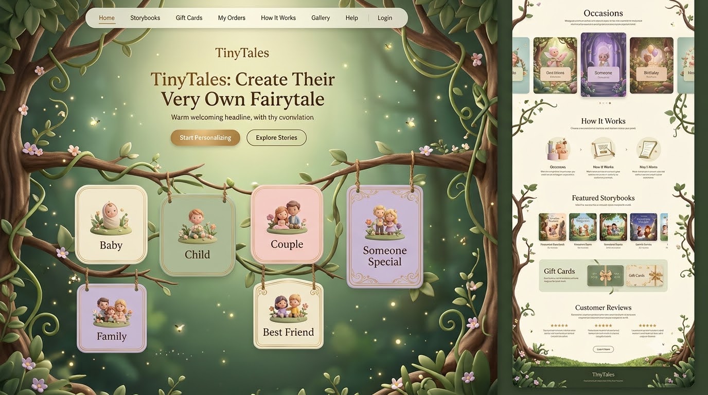TinyTales home page visual reference