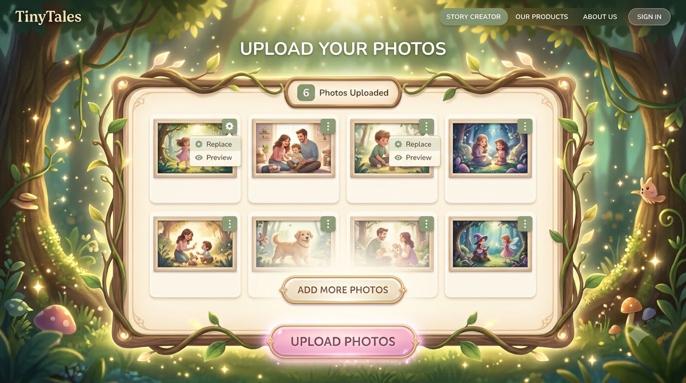 TinyTales photo upload visual reference