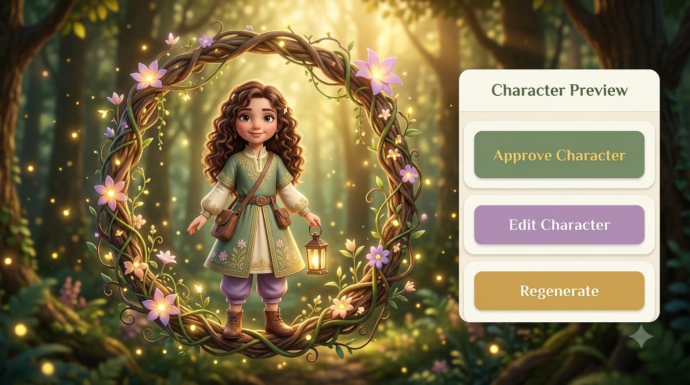 TinyTales AI character preview visual reference